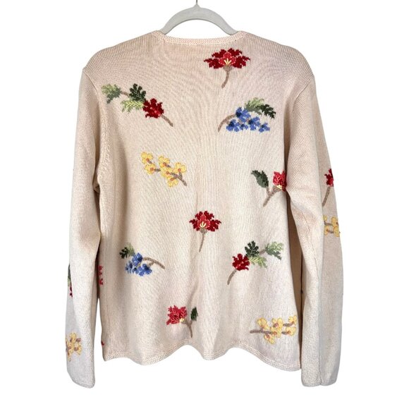 Vintage | Talbots | L | Floral Embroidered Cardigan Sweater | Cottagecore | Y2K - Picture 5 of 16